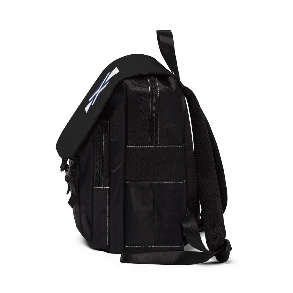 Casual Shoulder Backpack with Blue Diagonal Cross Patch