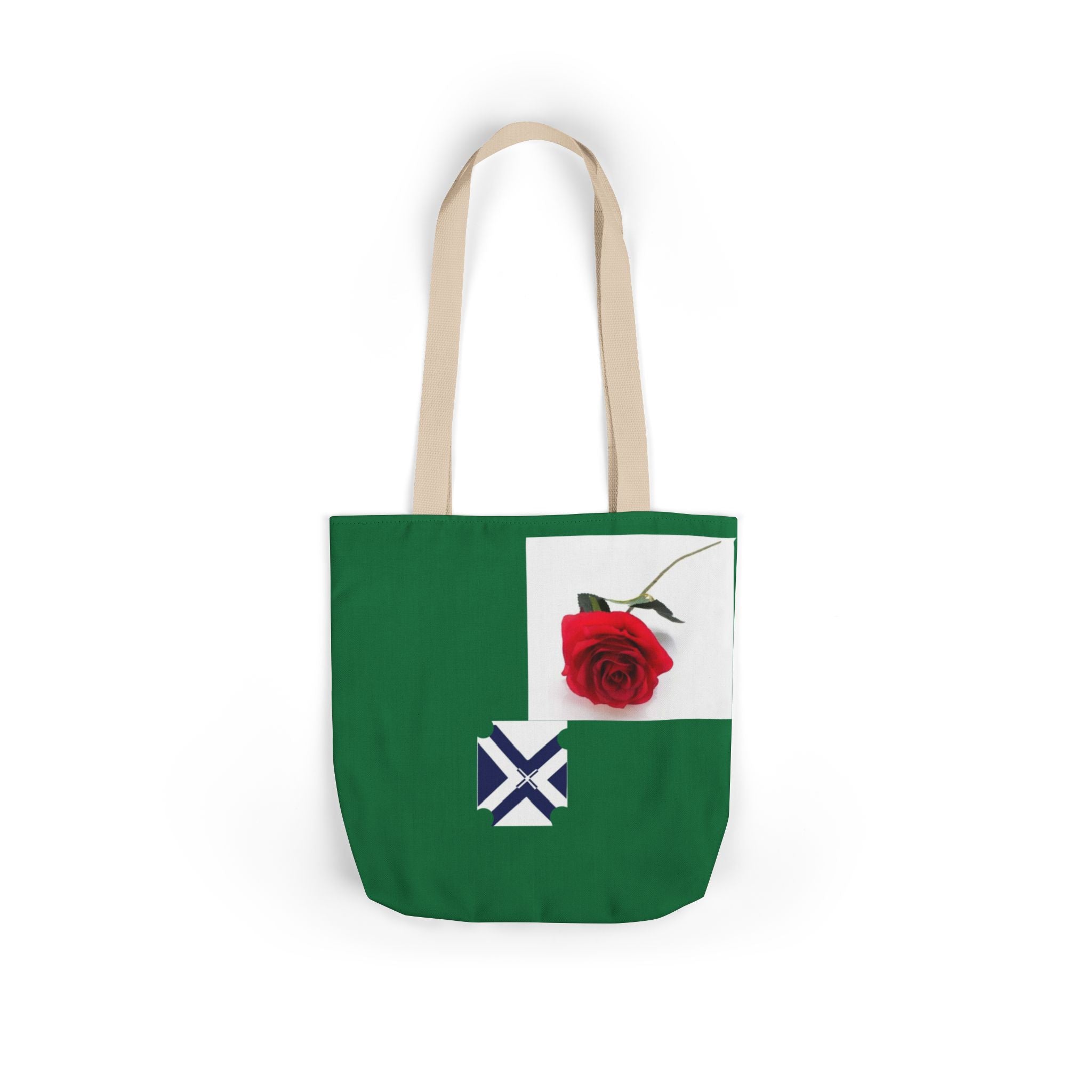 XT Rose Canvas Tote Bag — Floral Logo Tote with Colorful Straps