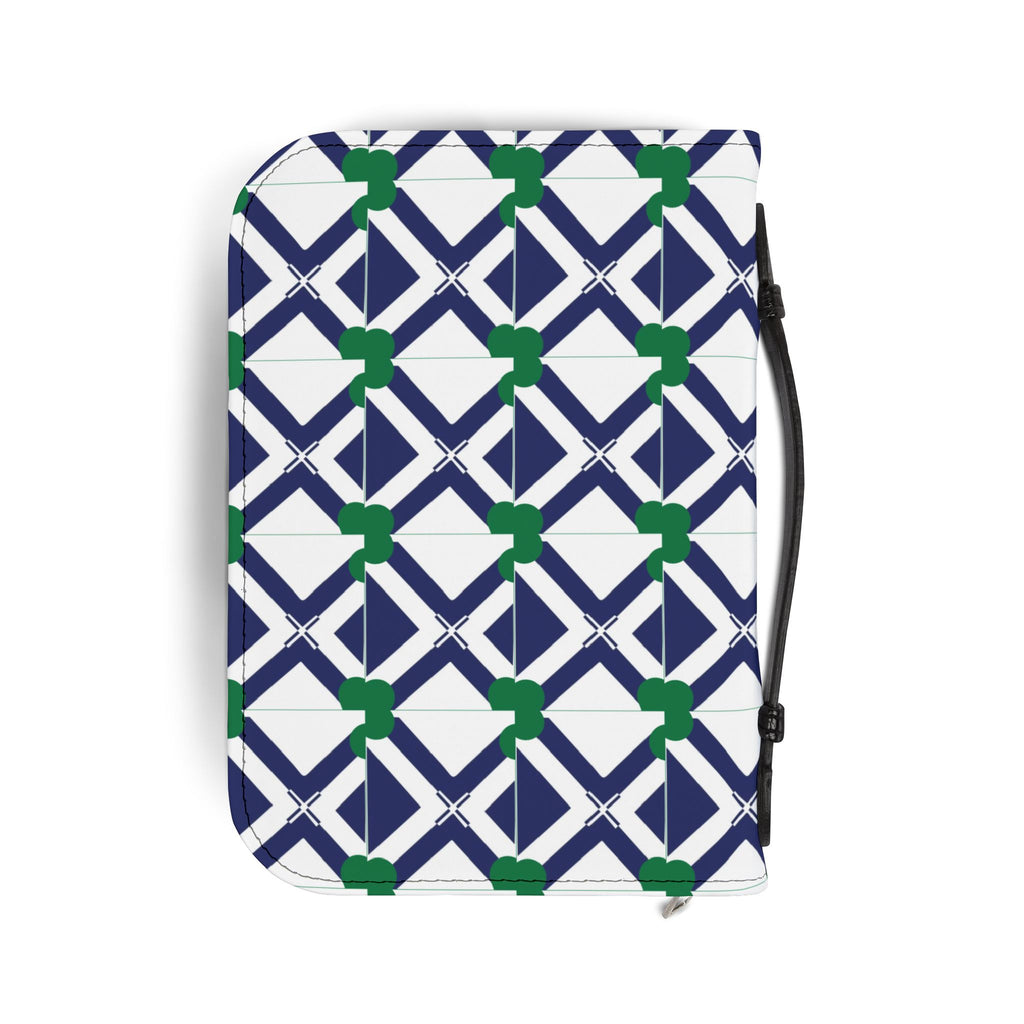 XT9 Navy & Green Pattern Bible Cover — Zippered Scripture Organizer