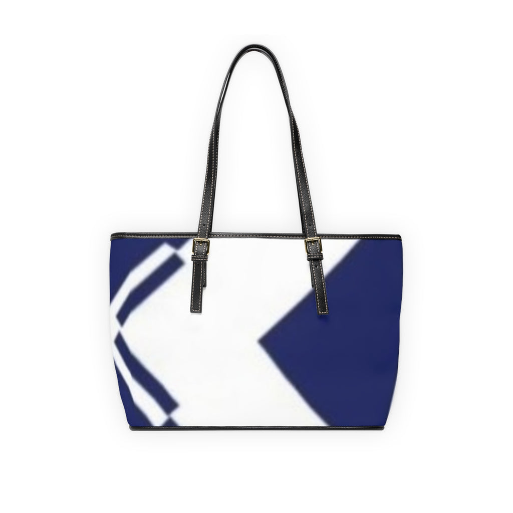 Navy Arrow PU Leather Shoulder Bag – Modern Geometric Tote