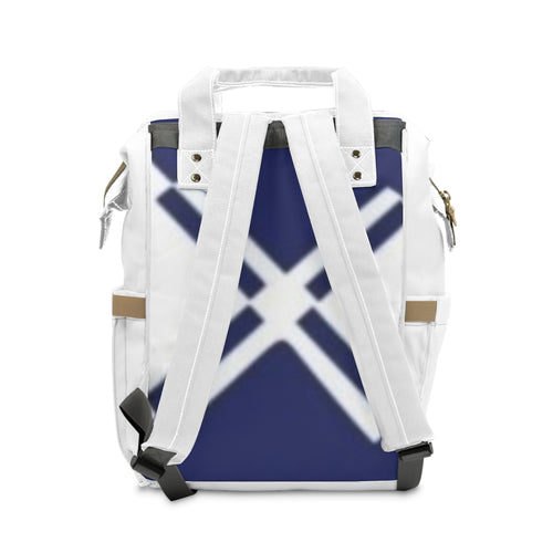 Diaper Backpack — Navy Geometric Cross Pattern Multifunctional Baby Bag