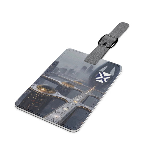 Cityscape Luggage Tag — Futuristic Bridge Travel ID