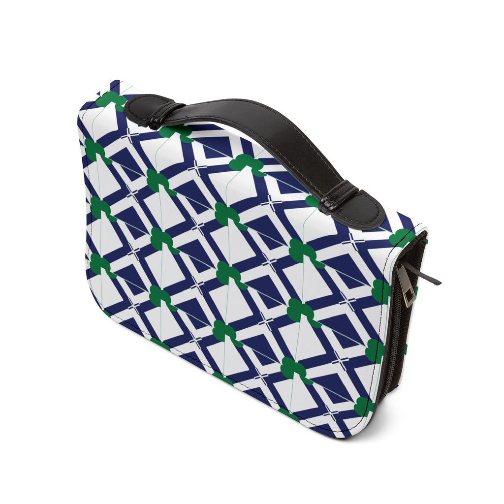 XT9 Navy & Green Pattern Bible Cover — Zippered Scripture Organizer
