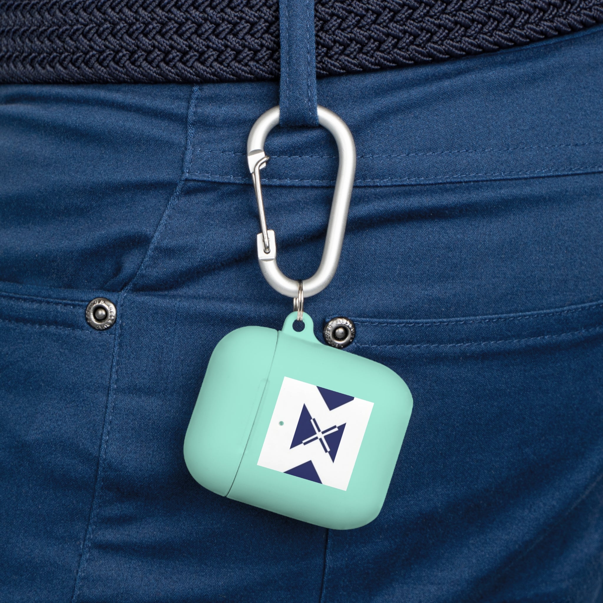 Xt3 AirPods Case — Minimal Navy Geometric Hourglass Design