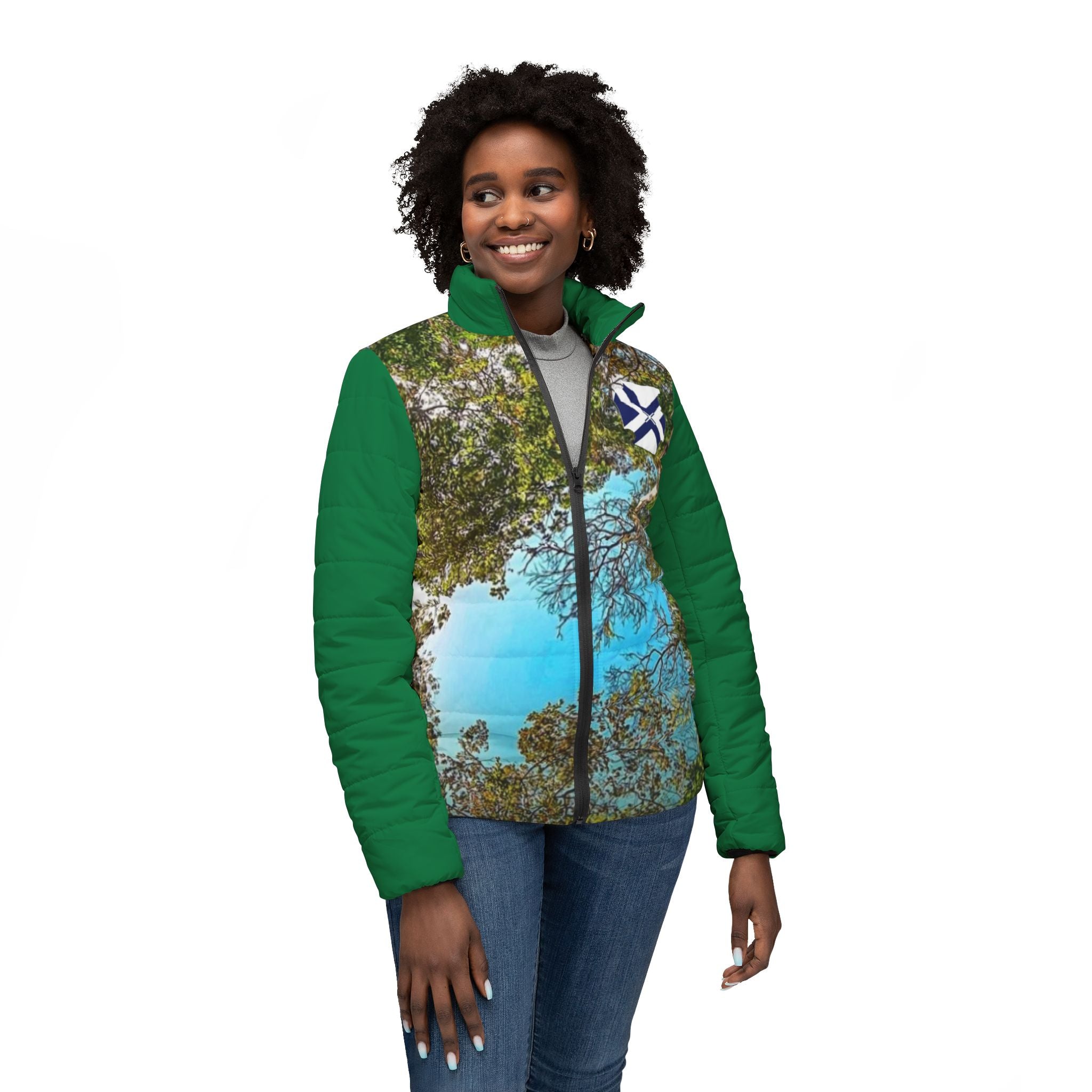Women’s Puffer Jacket —XT amazon Forest Canopy Scenic All-Over Print