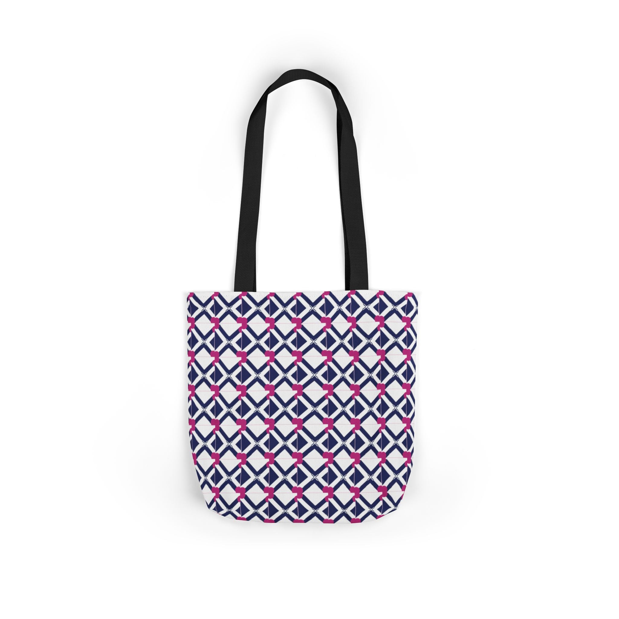 Geometric Navy & Pink Canvas Tote Bag