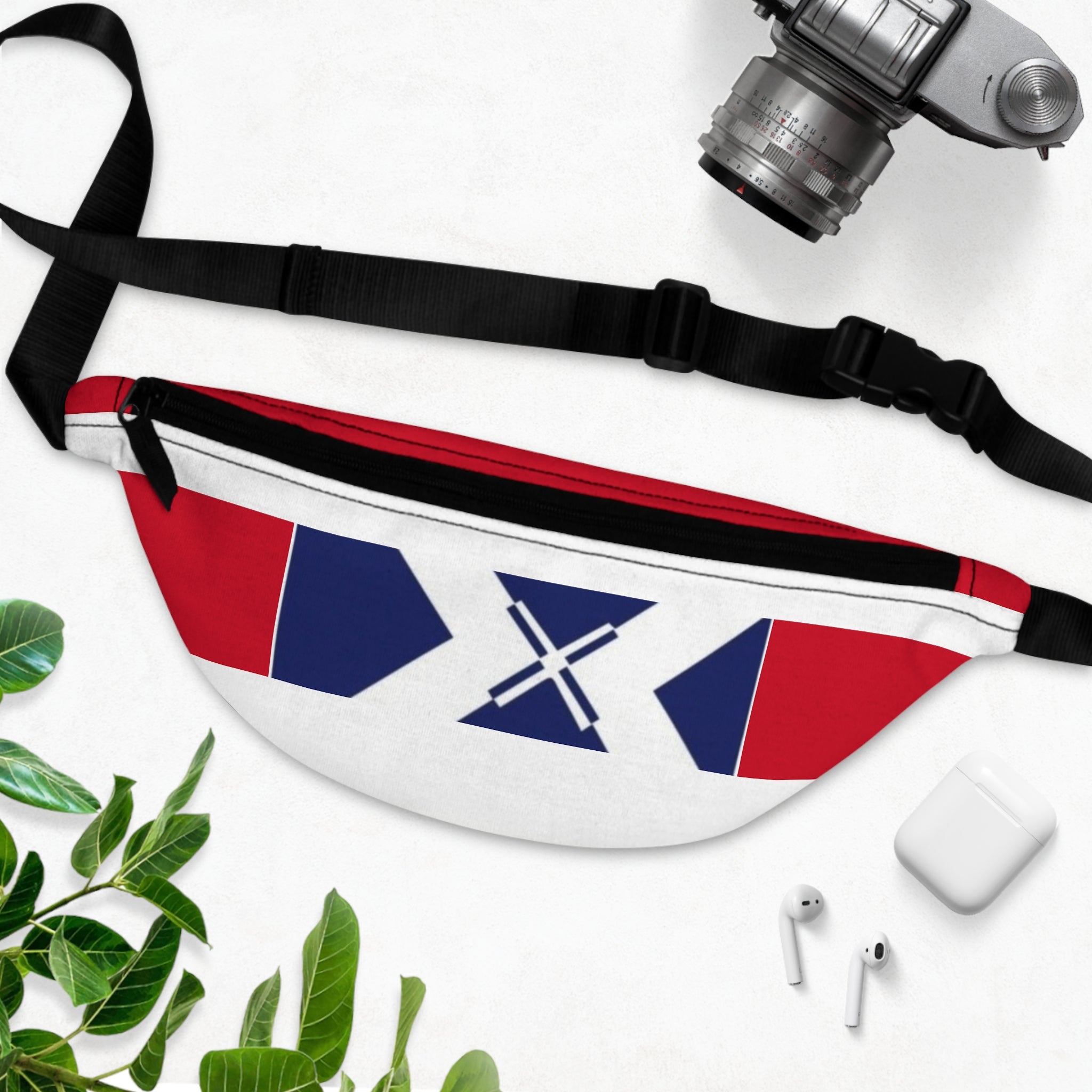Red, White & Blue Geometric Fanny Pack — Nautical X Stripe Waist Bag