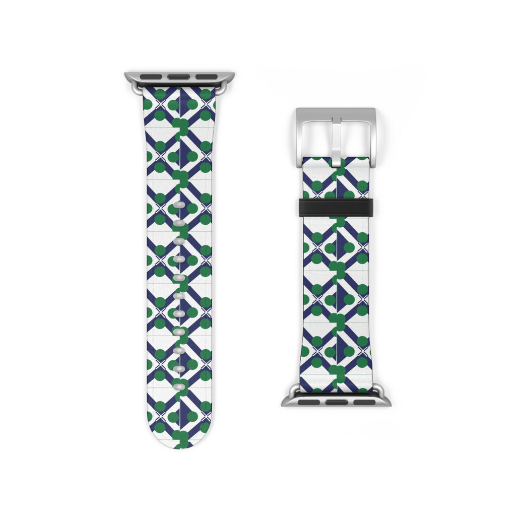 XT9 Green & Navy Tile Watch Band — Patterned Apple Watch Strap