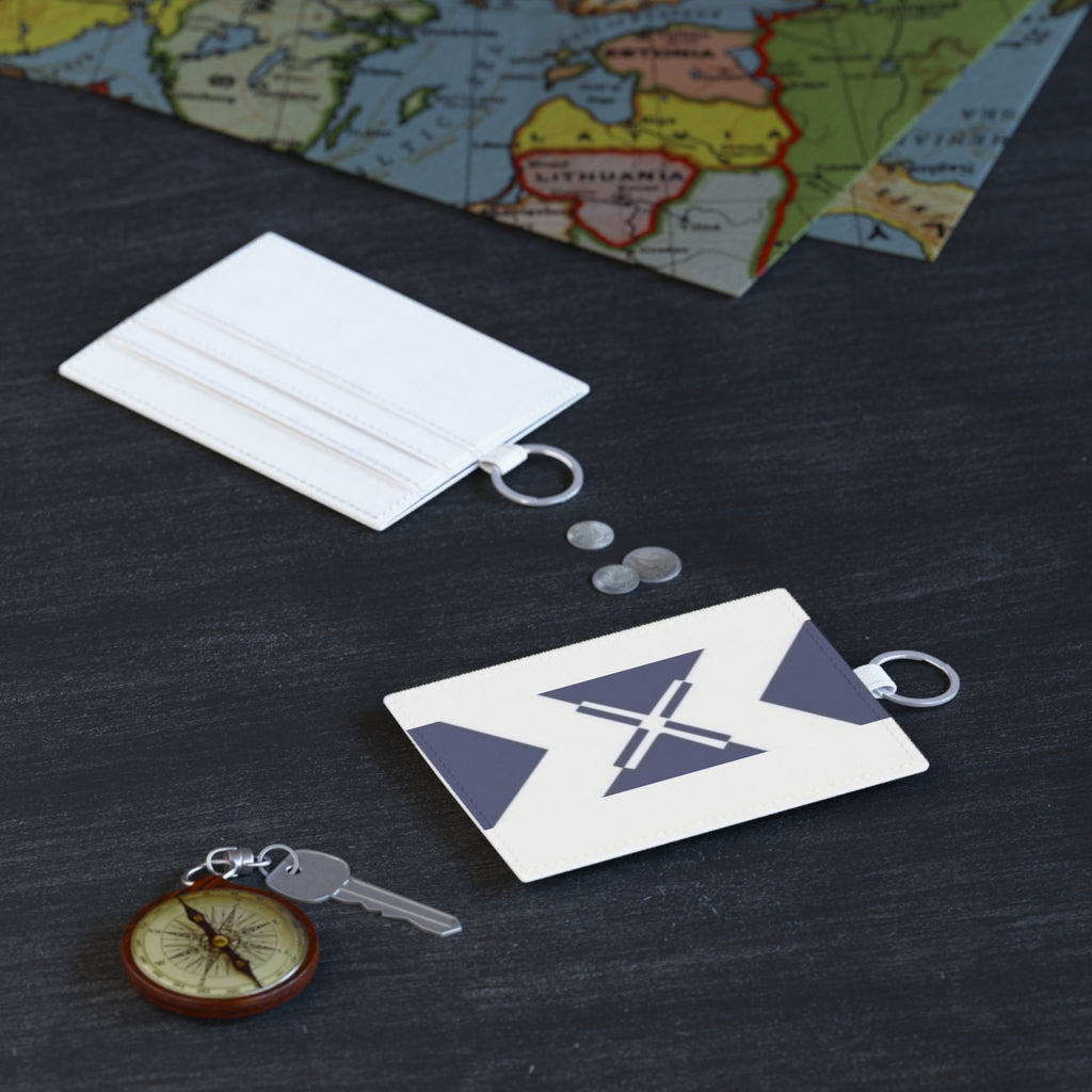 Navy Geometric Saffiano Leather Card Holder