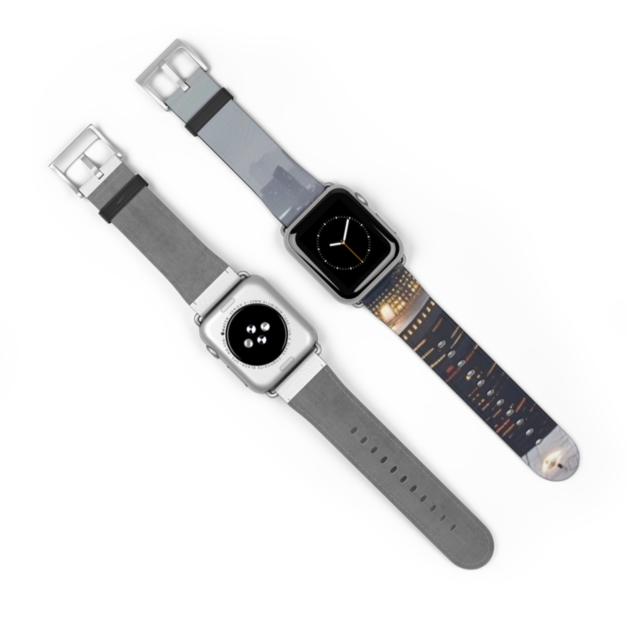 City Lights Leather Watch Band — Night Skyline Apple Watch Strap
