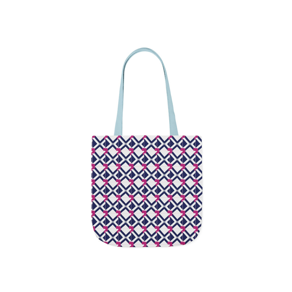 Geometric Navy & Pink Canvas Tote Bag