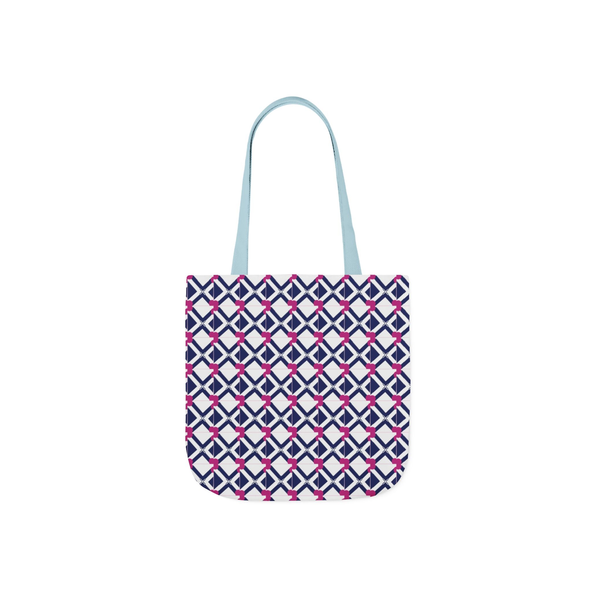 Geometric Navy & Pink Canvas Tote Bag