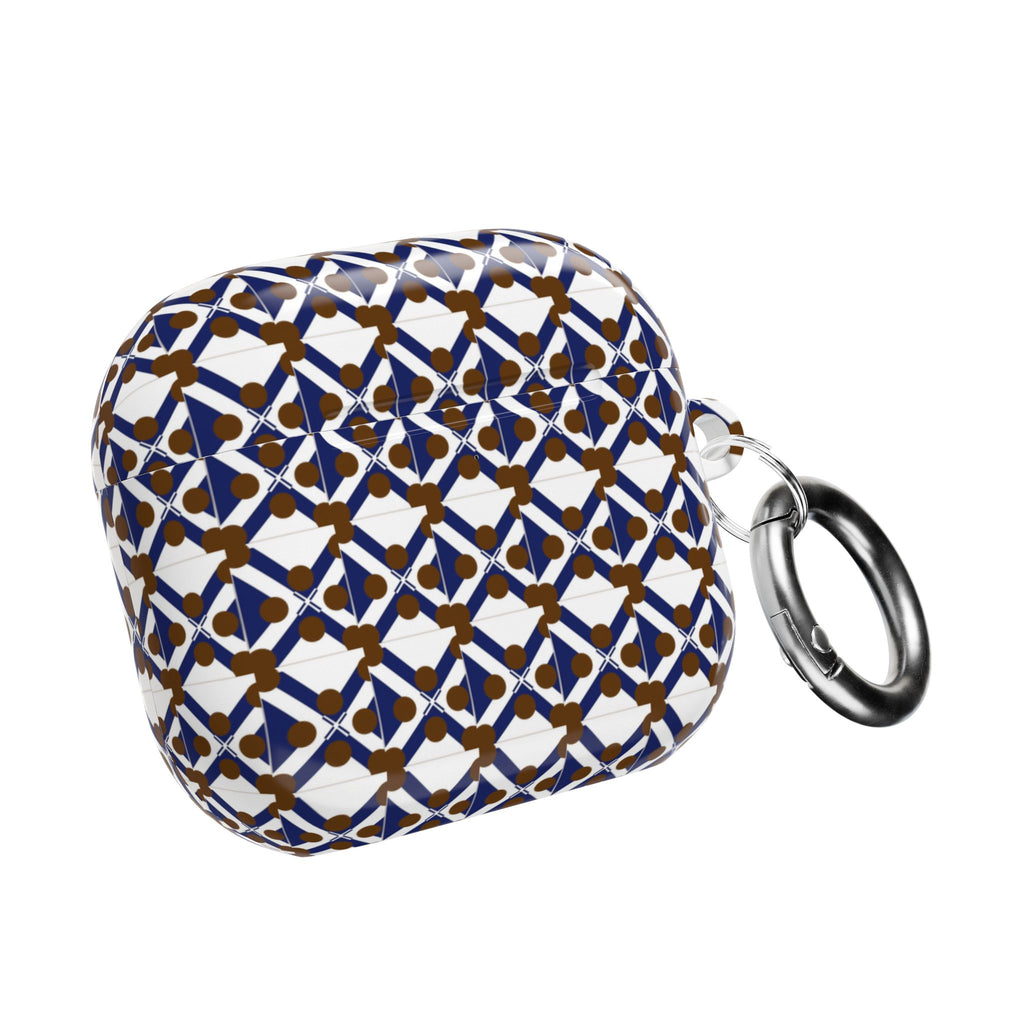 XT9 Tile AirPod Case — Navy & Brown Patterned Protective Cover