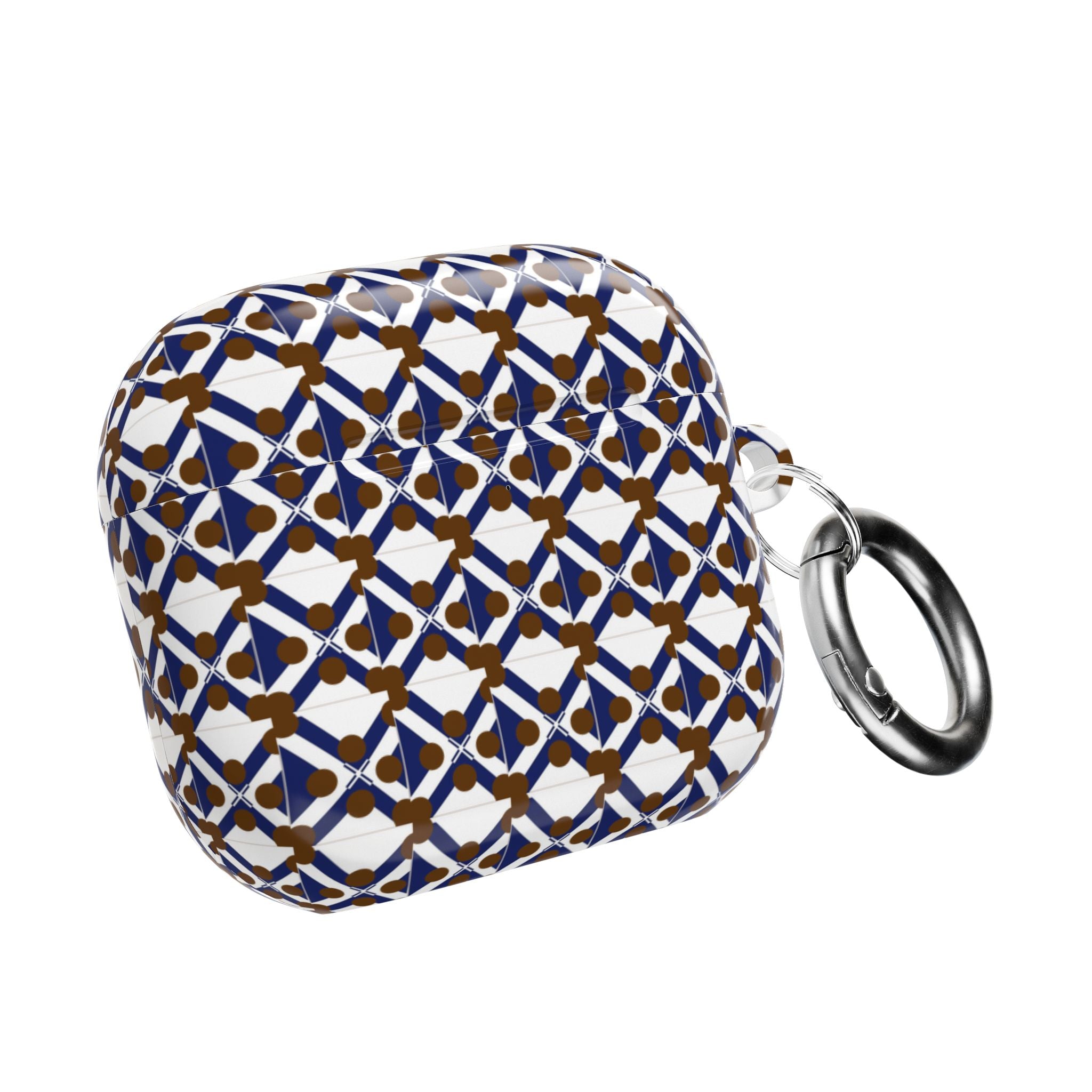 XT9 Tile AirPod Case — Navy & Brown Patterned Protective Cover