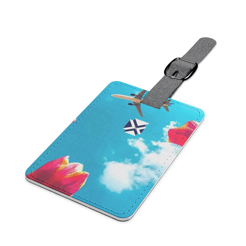 Floral Sky Luggage Tag – Blue Tulip Airplane Travel ID
