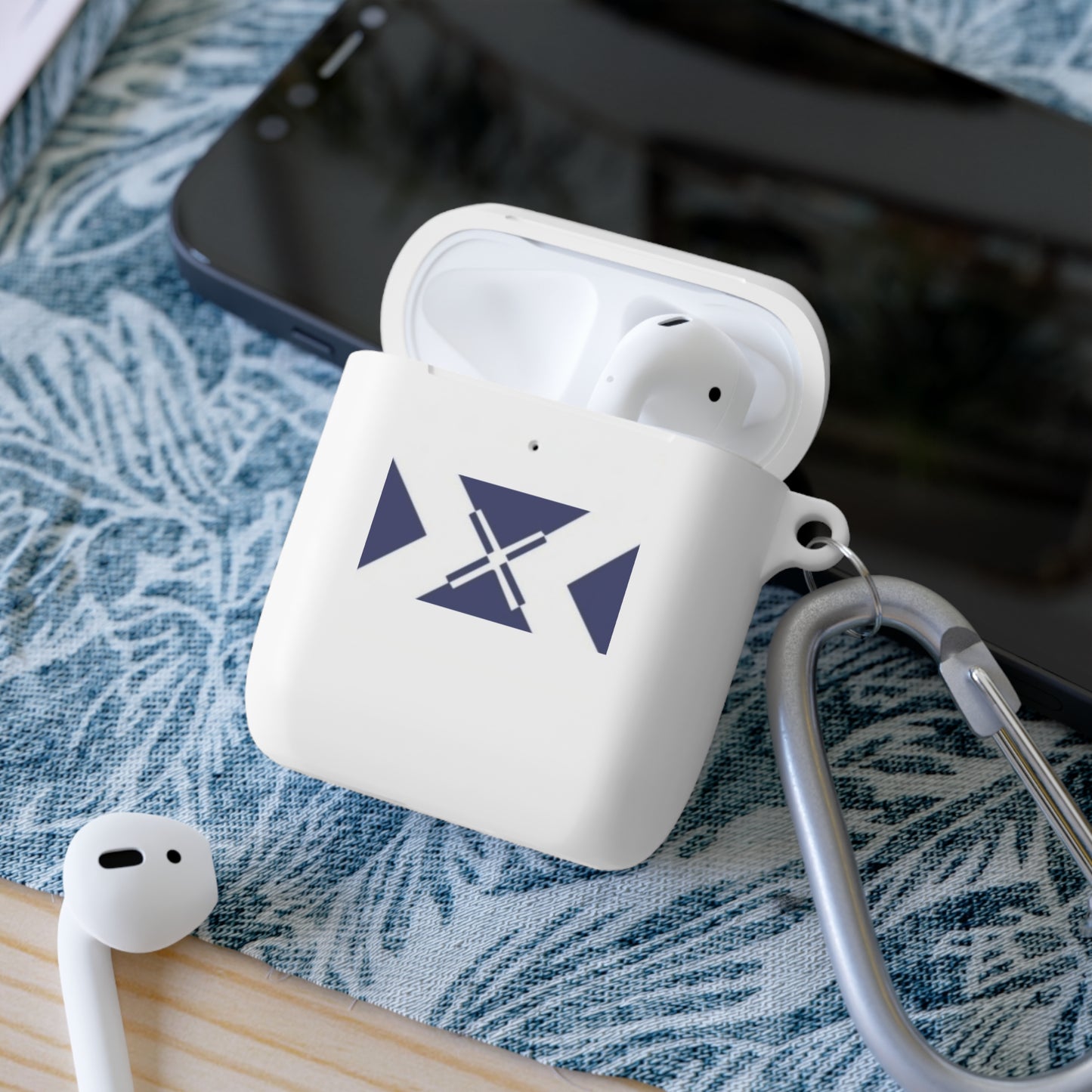 Xt3 AirPods Case — Minimal Navy Geometric Hourglass Design