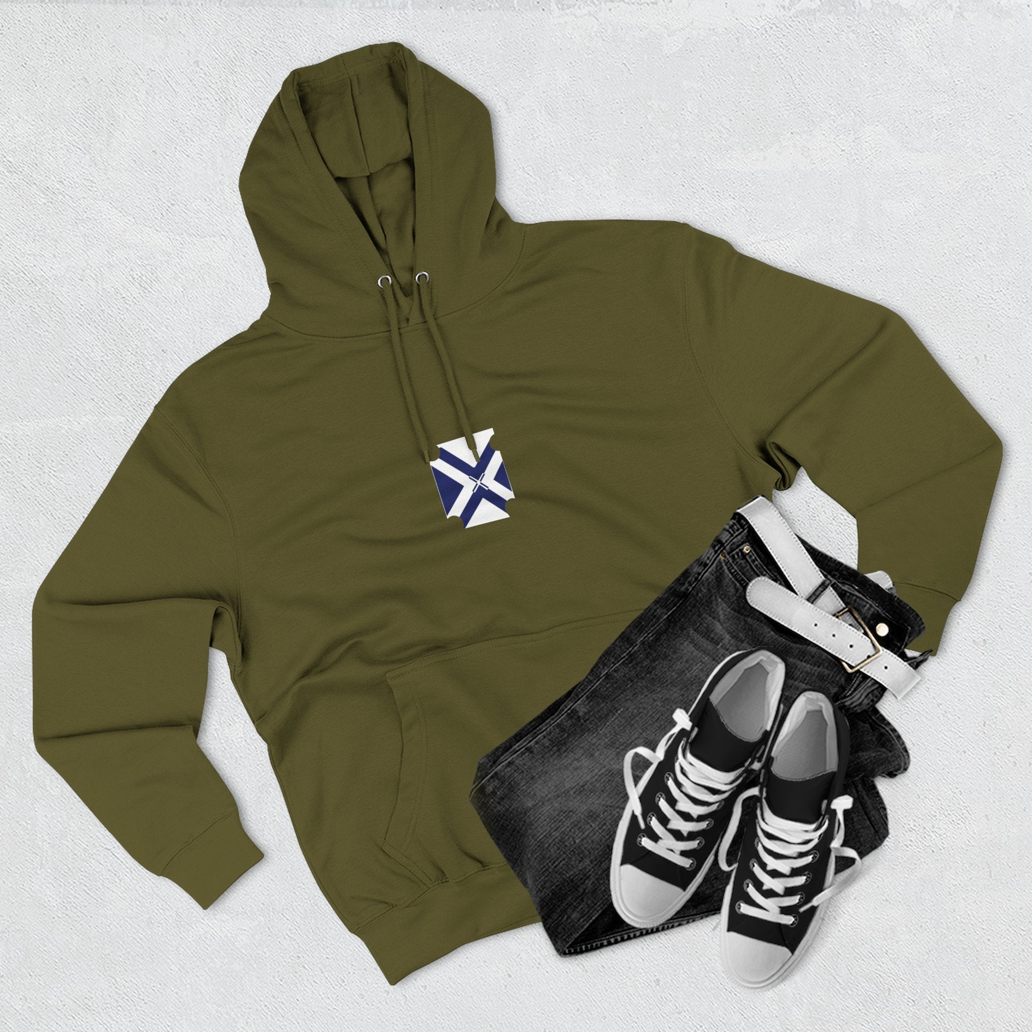 Minimalist Geometric Logo Hoodie — Small Center Chest Icon