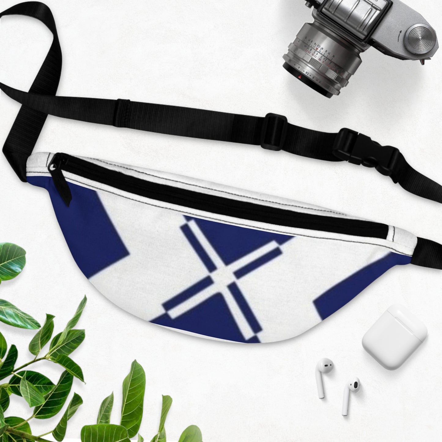 Fanny Pack — Minimal Navy Cross Pattern Waist Bag