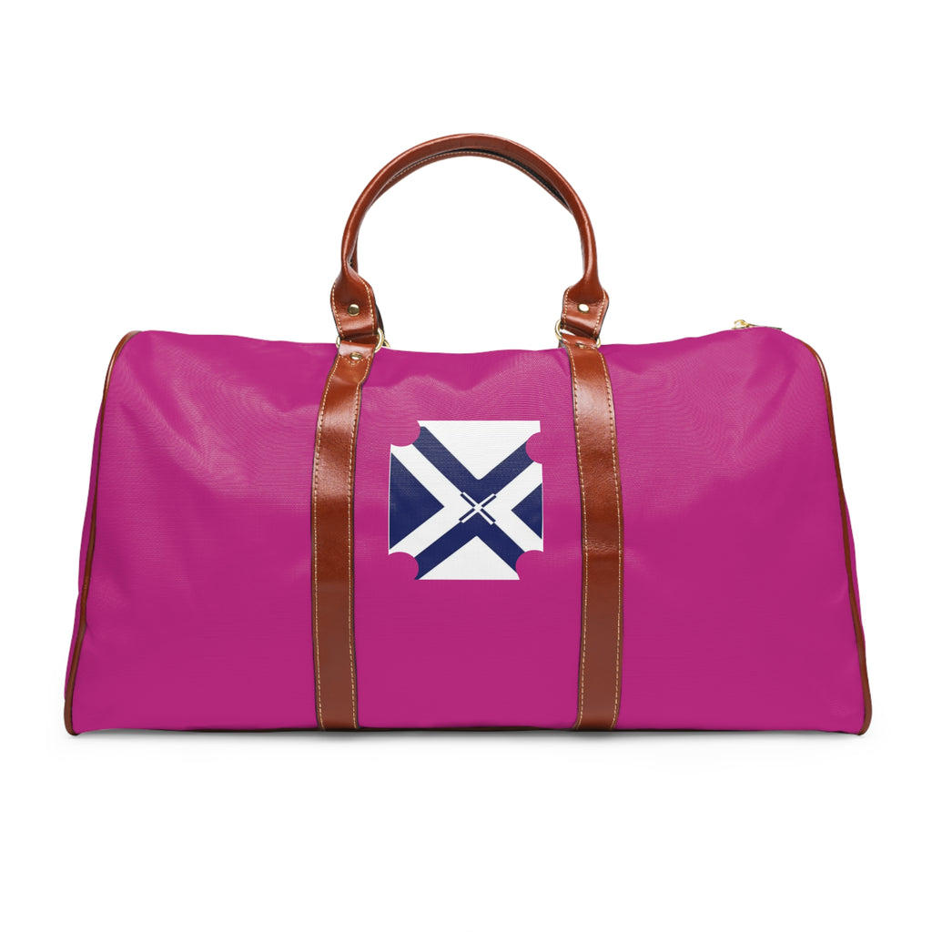 Waterproof Travel Duffle Bag — Pink with Nautical Cross Emblem
