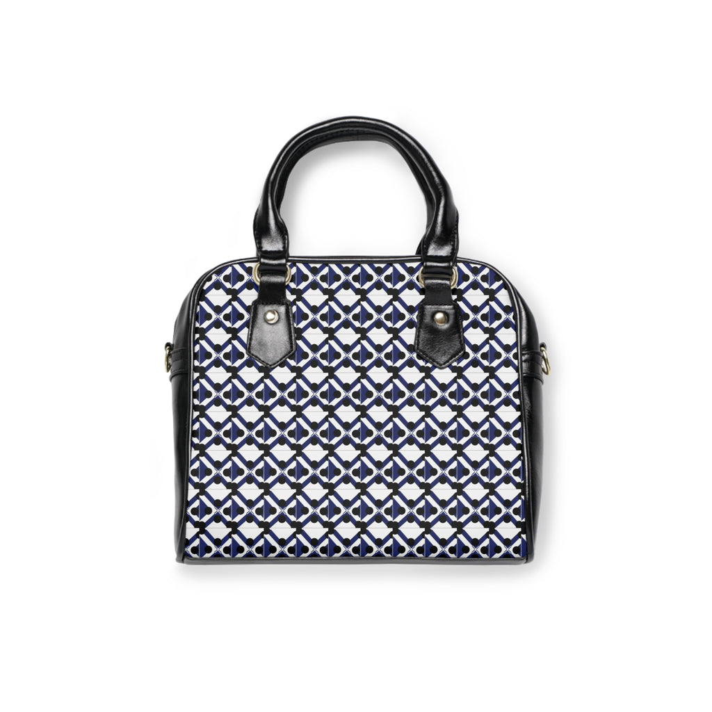 Geometric Navy Tile Shoulder Handbag