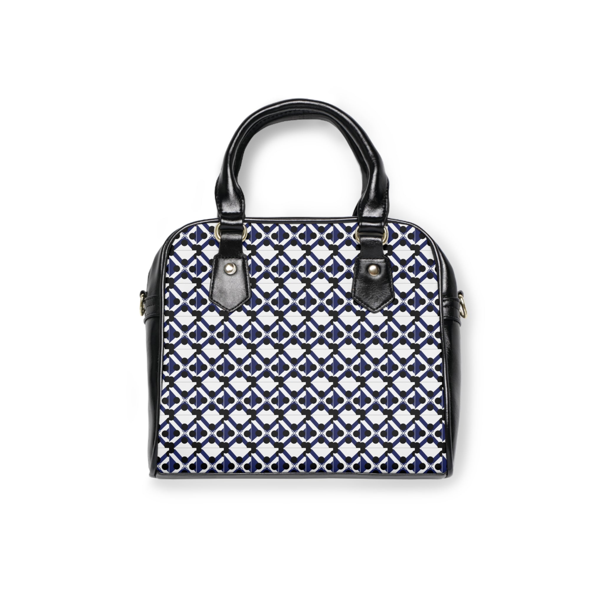 Geometric Navy Tile Shoulder Handbag