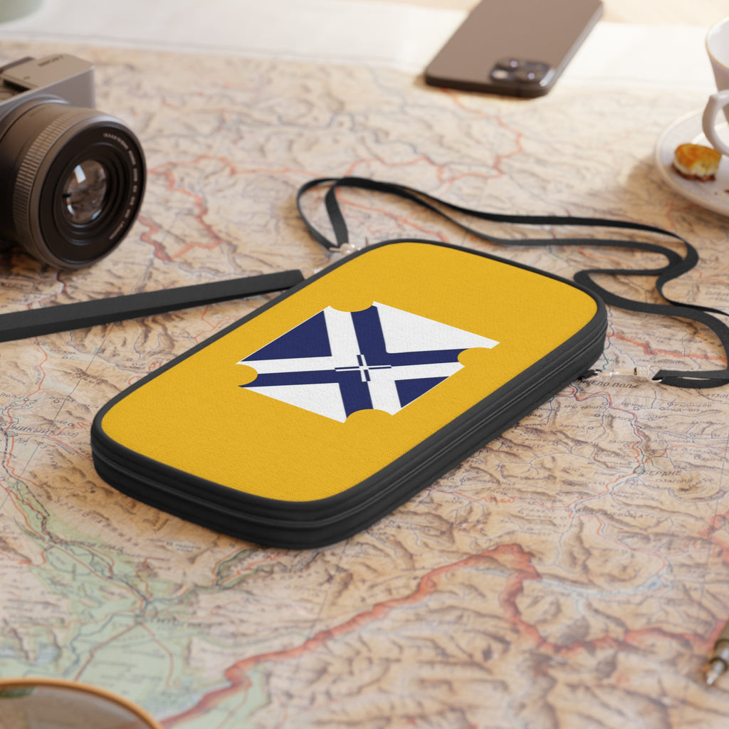 Yellow Travel Passport Wallet with Nautical Compass Ticket Design