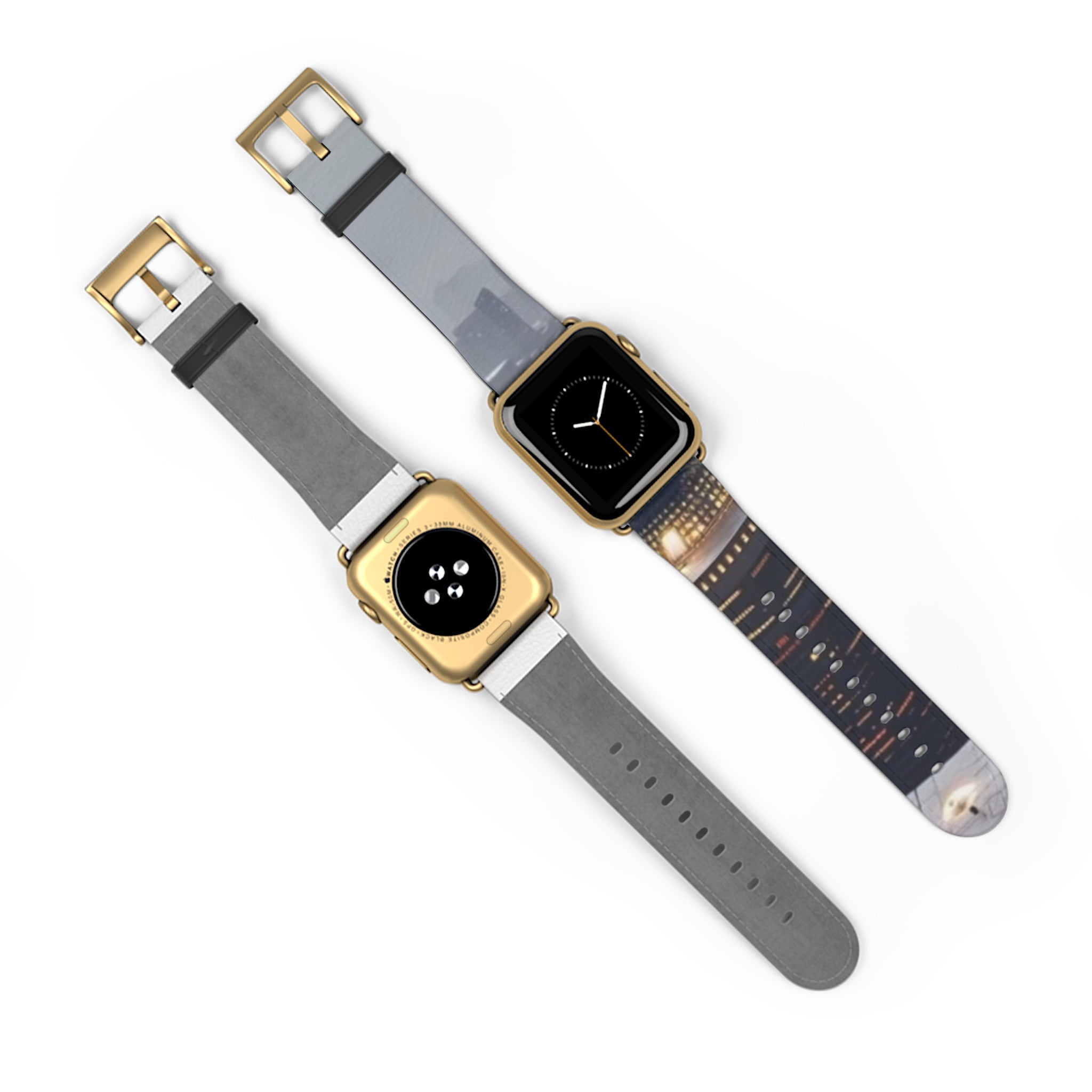 City Lights Leather Watch Band — Night Skyline Apple Watch Strap