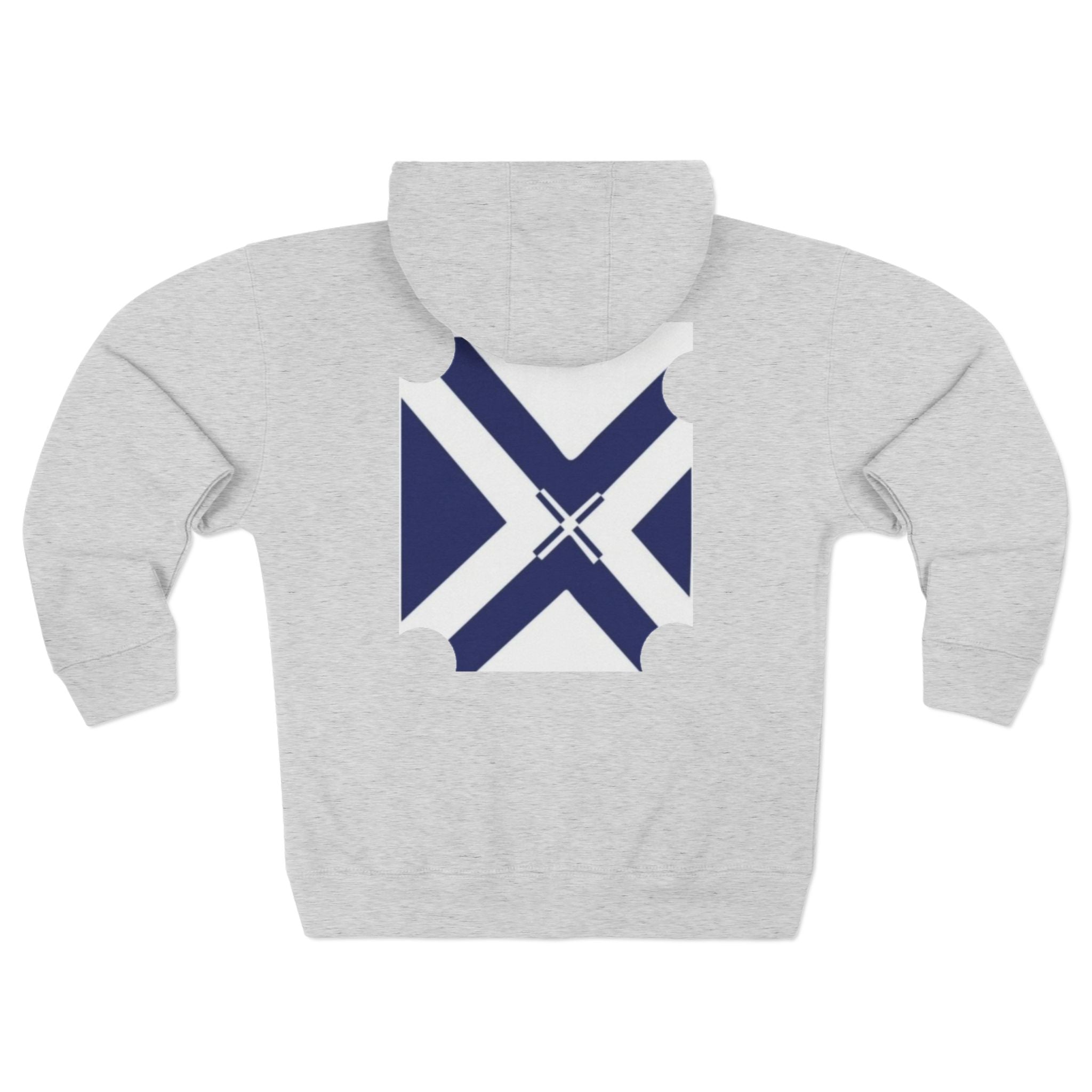 XT7 Saltire Zip Hoodie — Navy X Flag Design