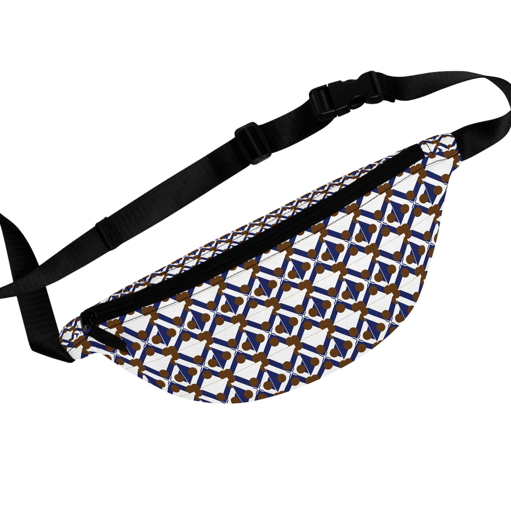 XT9 Mosaic Fanny Pack — Blue & Brown Patterned Waist Bag
