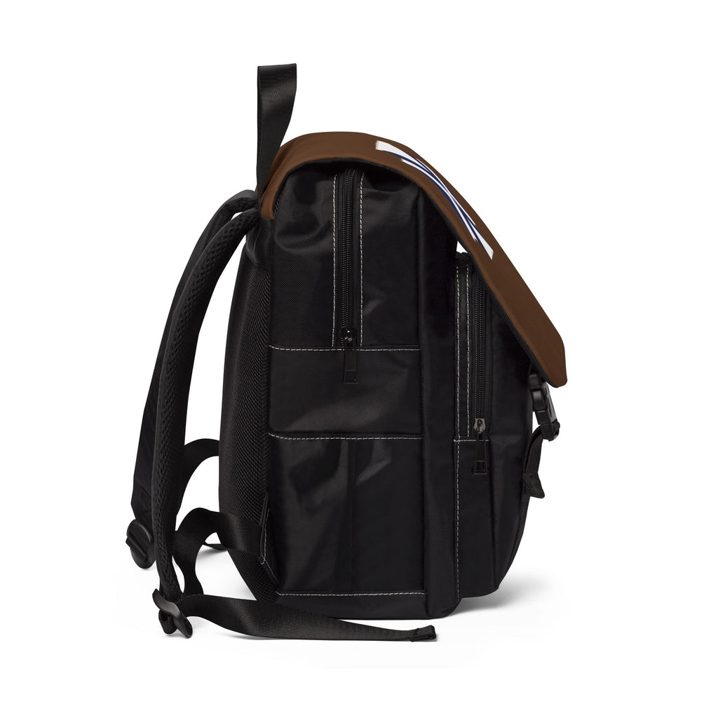 Brown Backpack with Blue Saltire Crest — Casual Shoulder Backpack