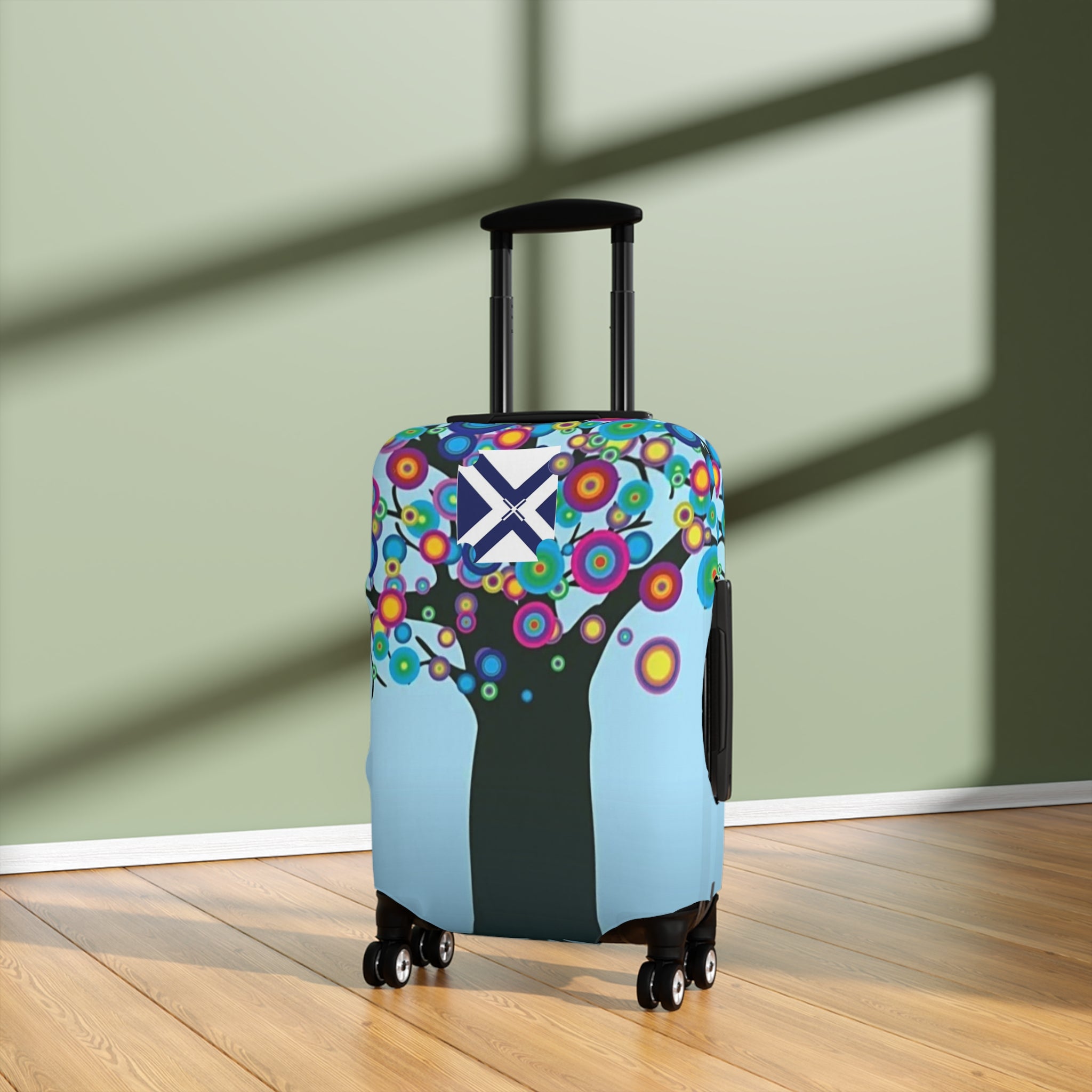 Colorful Tree Luggage Cover — Floral Burst Travel Protector