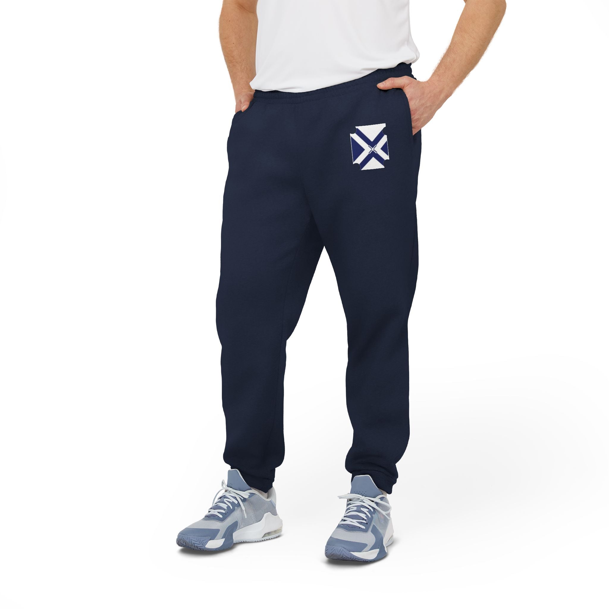 XT7 ft Adidas Fleece Joggers with Minimal Crest - Gray Comfortable Athletic Sweatpants