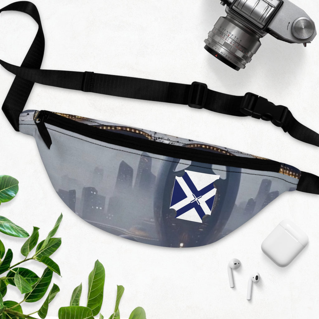 Urban Skyline Fanny Pack — Navy Cross Emblem Waist Bag