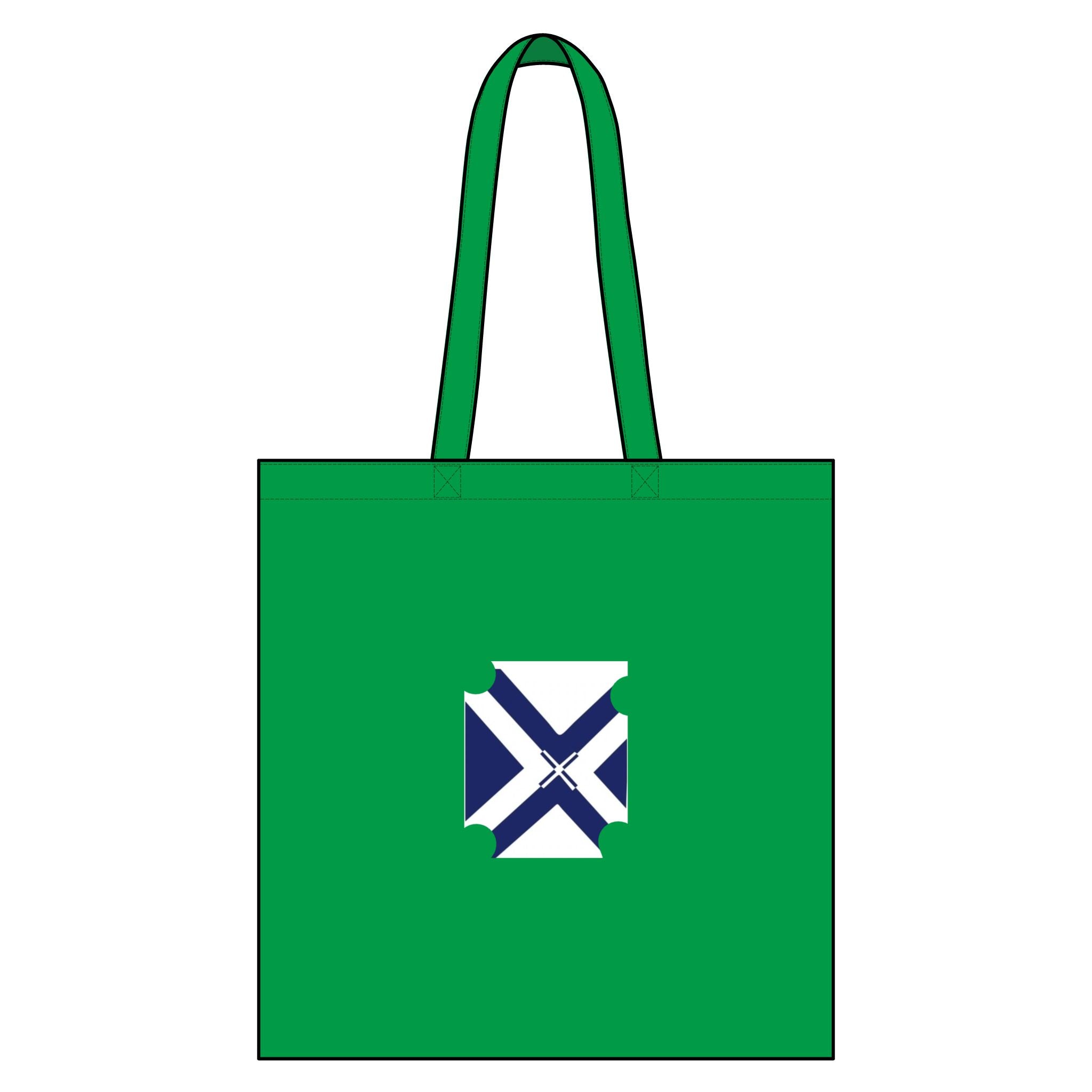 Green Canvas Tote Bag with Scottish Saltire Patch - Eco Grocery Shopper