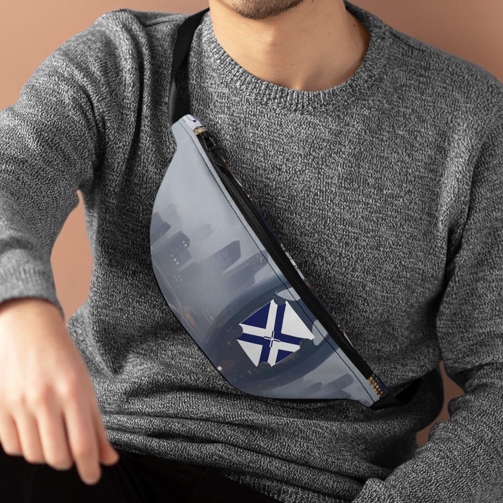 Urban Skyline Fanny Pack — Navy Cross Emblem Waist Bag