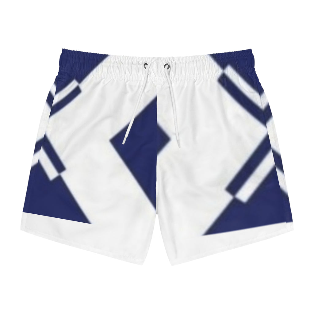 Navy Geometric Diamond Swim Trunks — All-Over Print