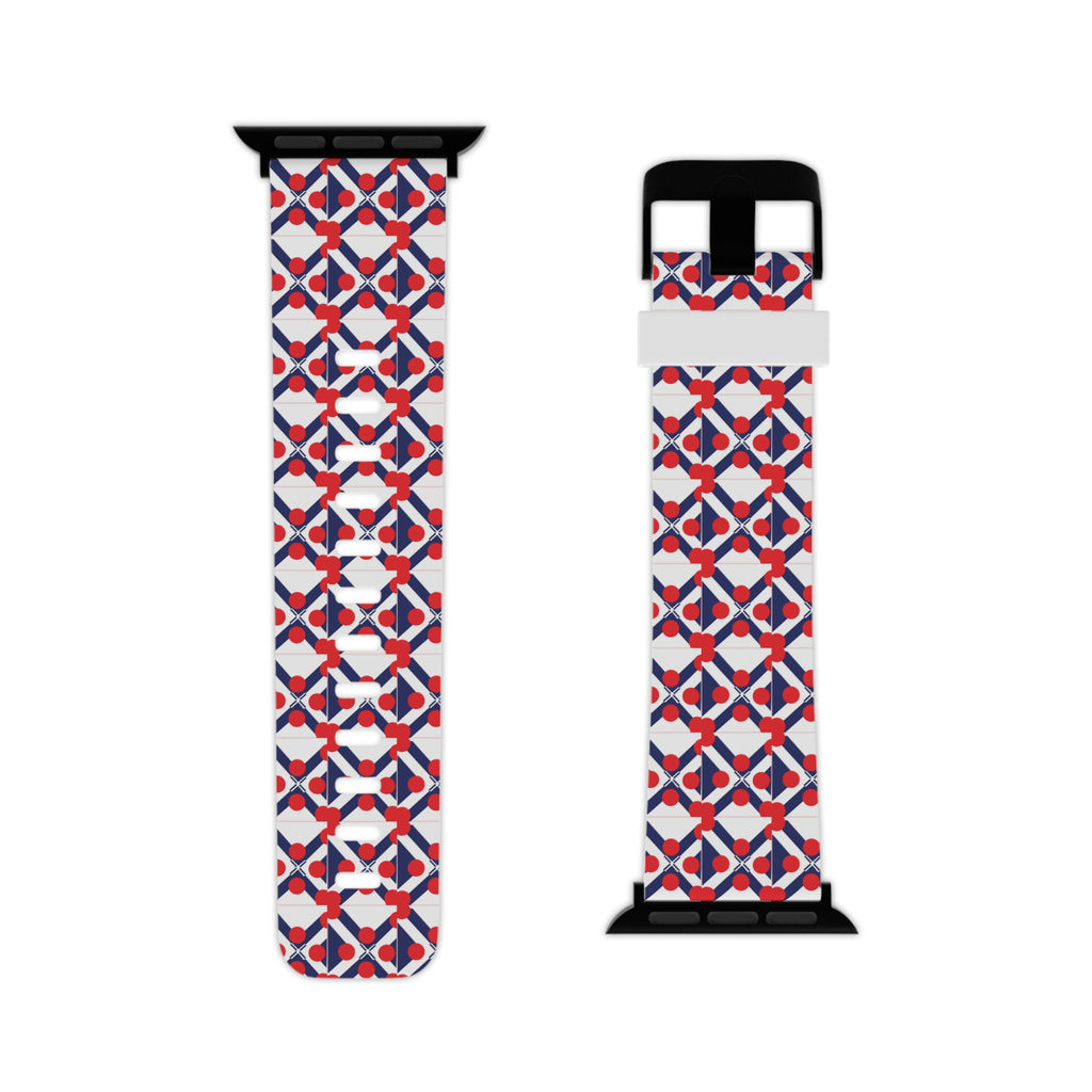 XT9 Apple Watch Band — Red, White & Blue Geometric Pattern