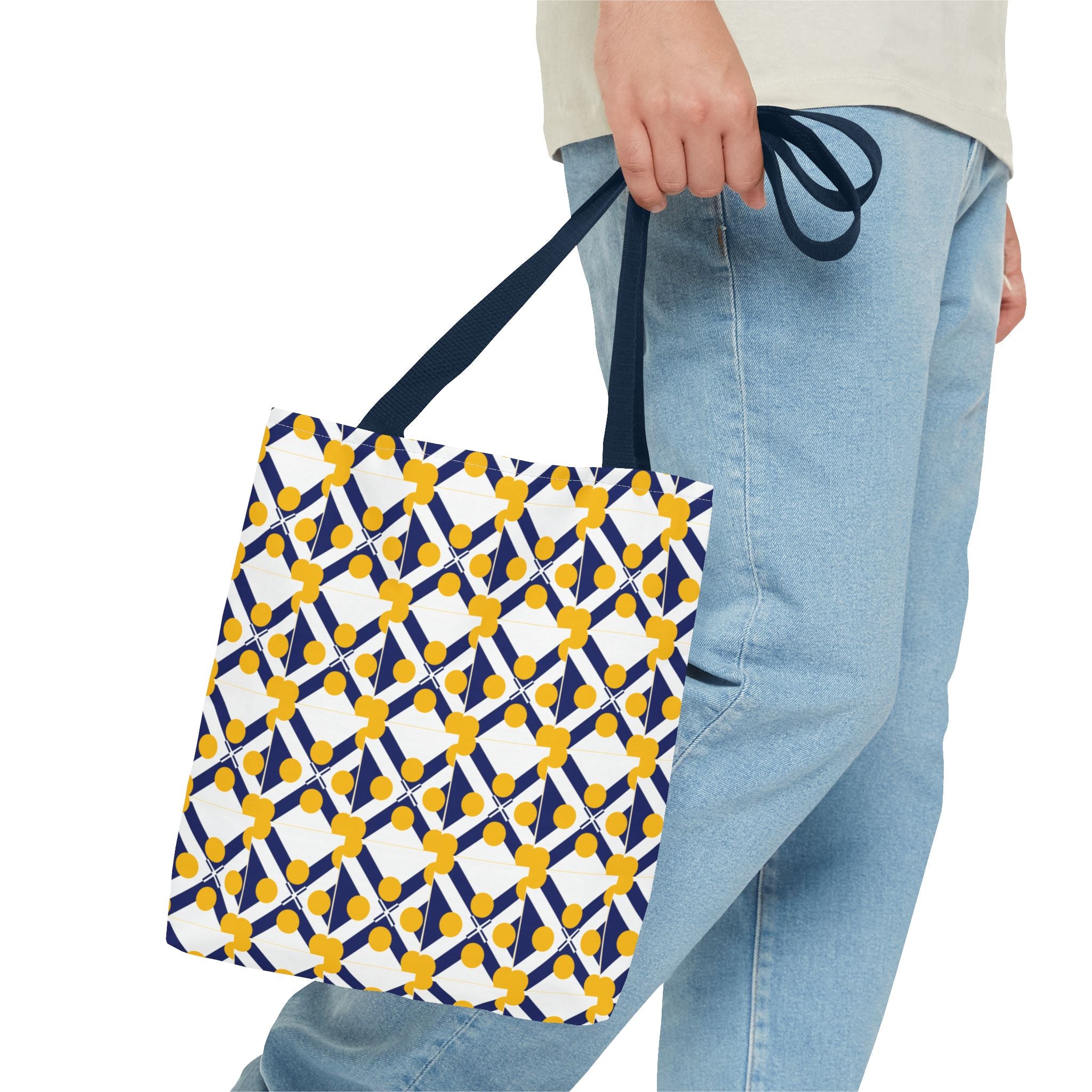 XT9 Yellow & Navy Pattern Tote Bag