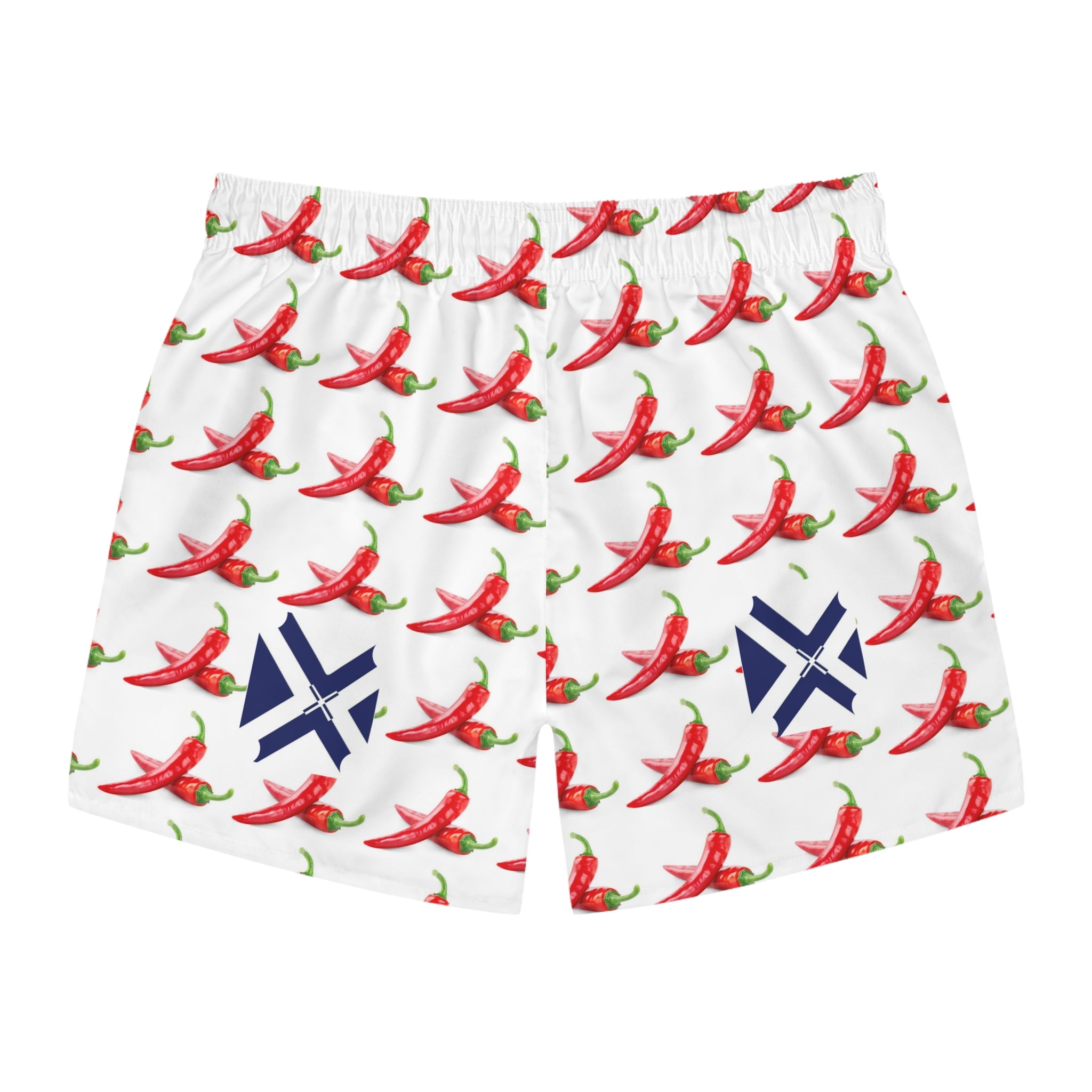 Chili Pepper Pattern Swim Trunks — Spicy Summer Beach Shorts