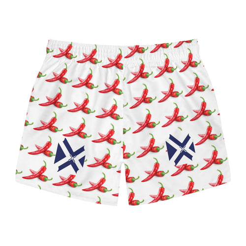Chili Pepper Pattern Swim Trunks — Spicy Summer Beach Shorts