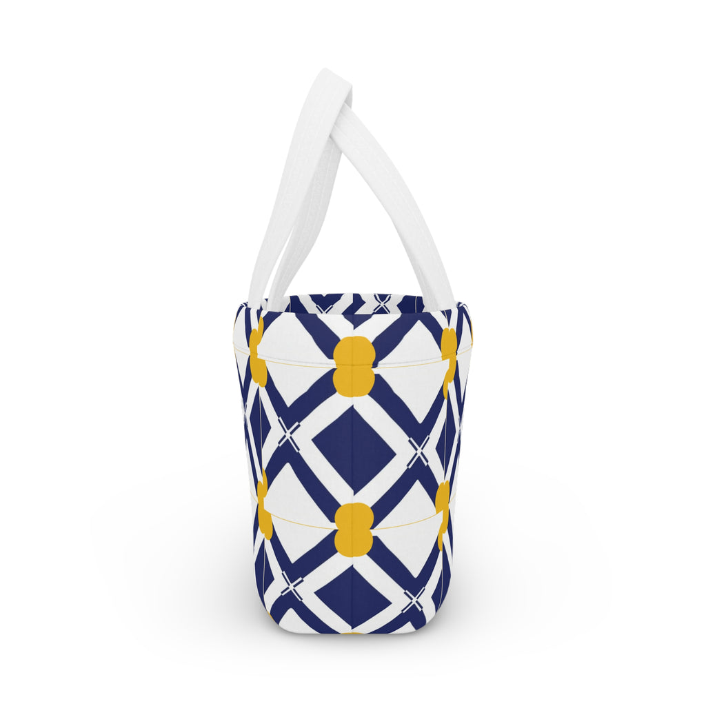 XT8 Geometric Navy & Mustard Lunch Bag
