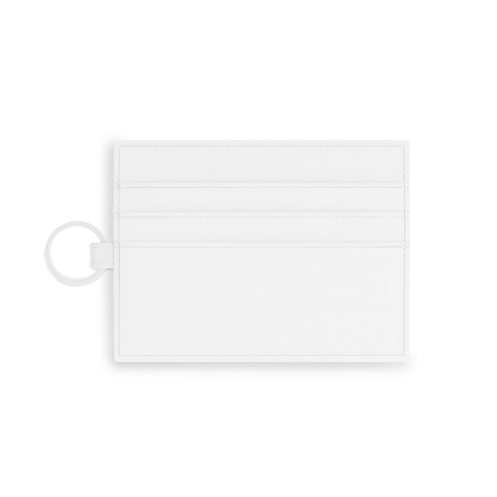 Saffiano Leather Card Holder — Navy Geometric Minimalist ID Wallet
