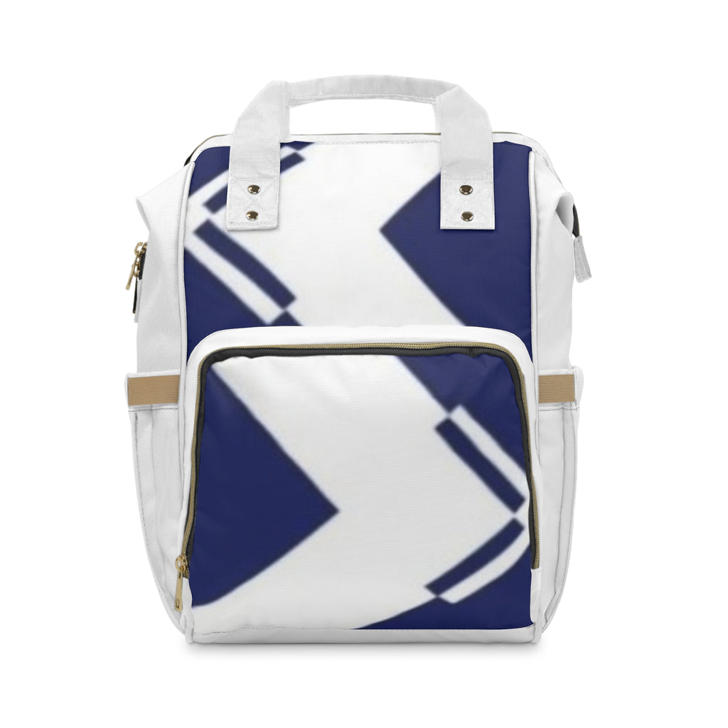 Multifunctional Diaper Backpack – Navy Abstract Modern Baby Bag with Changing Pad & Organizer