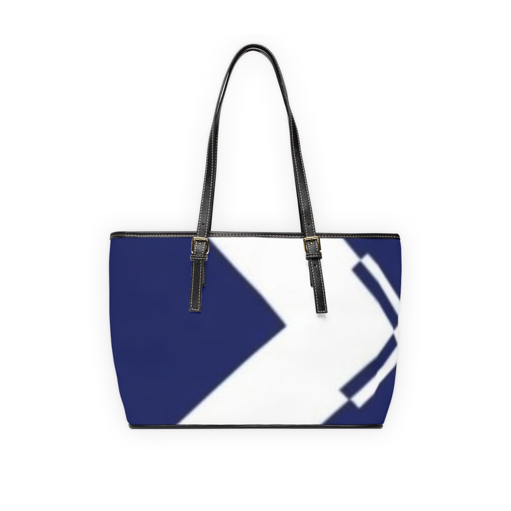 Nautical Chevron PU Leather Shoulder Bag — Blue & White Tote