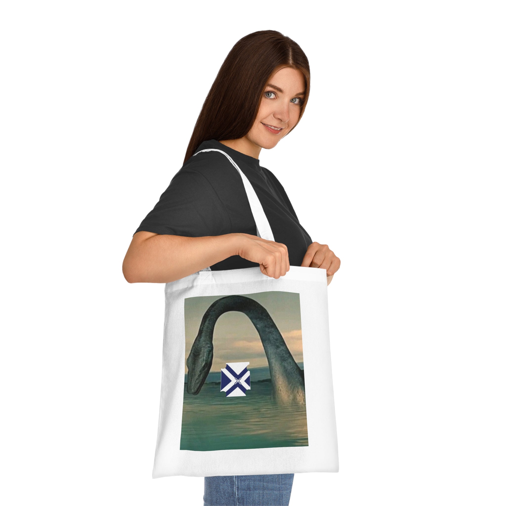 Xt Sea mosterTote Bag — Vintage Loch Ness Monster Art with Scottish Saltire Accent