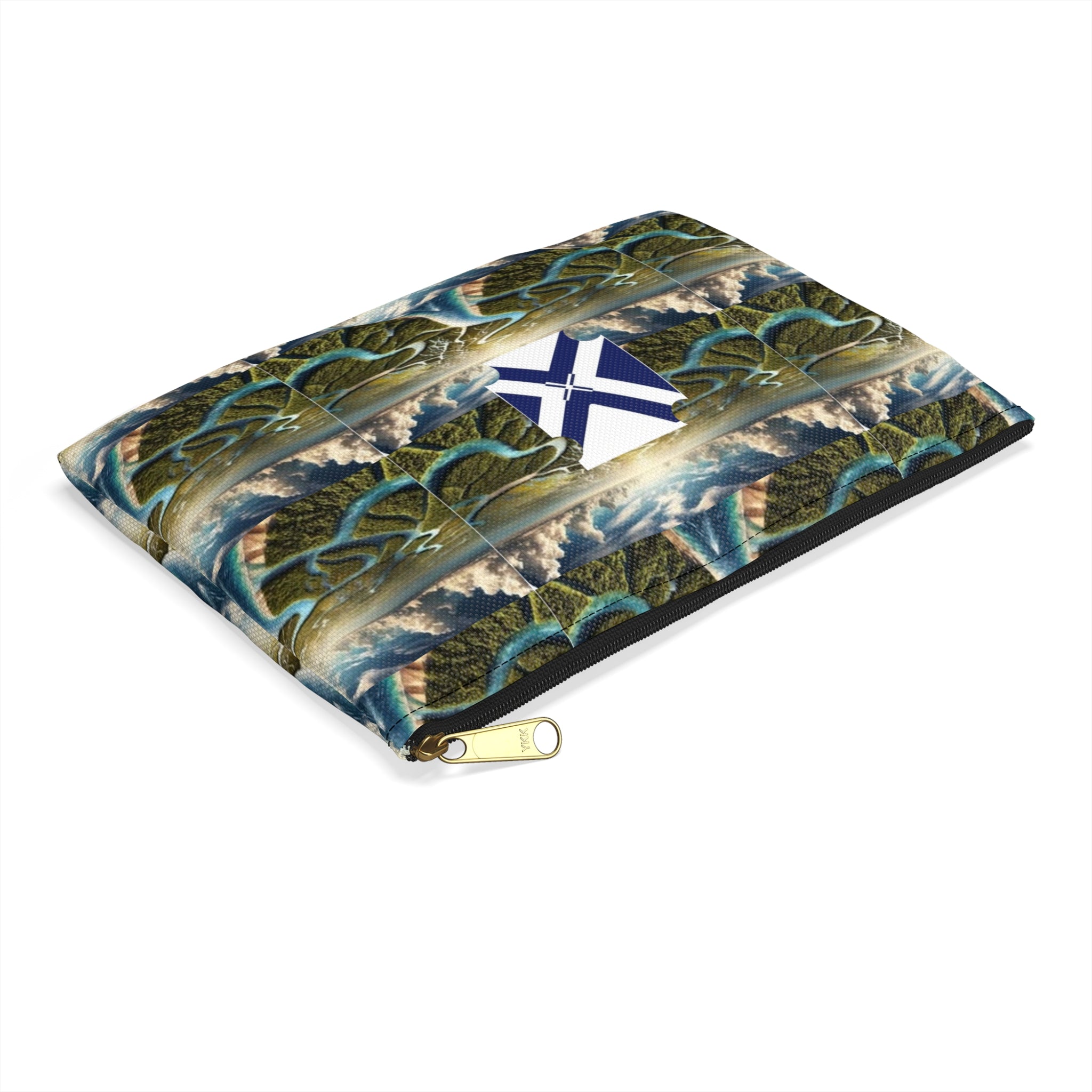 Island Waterfall Pattern Accessory Pouch — Nautical Crest Travel Cosmetic Bag