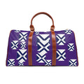 Purple Geometric Waterproof Travel Duffel — Patterned Overnight Bag