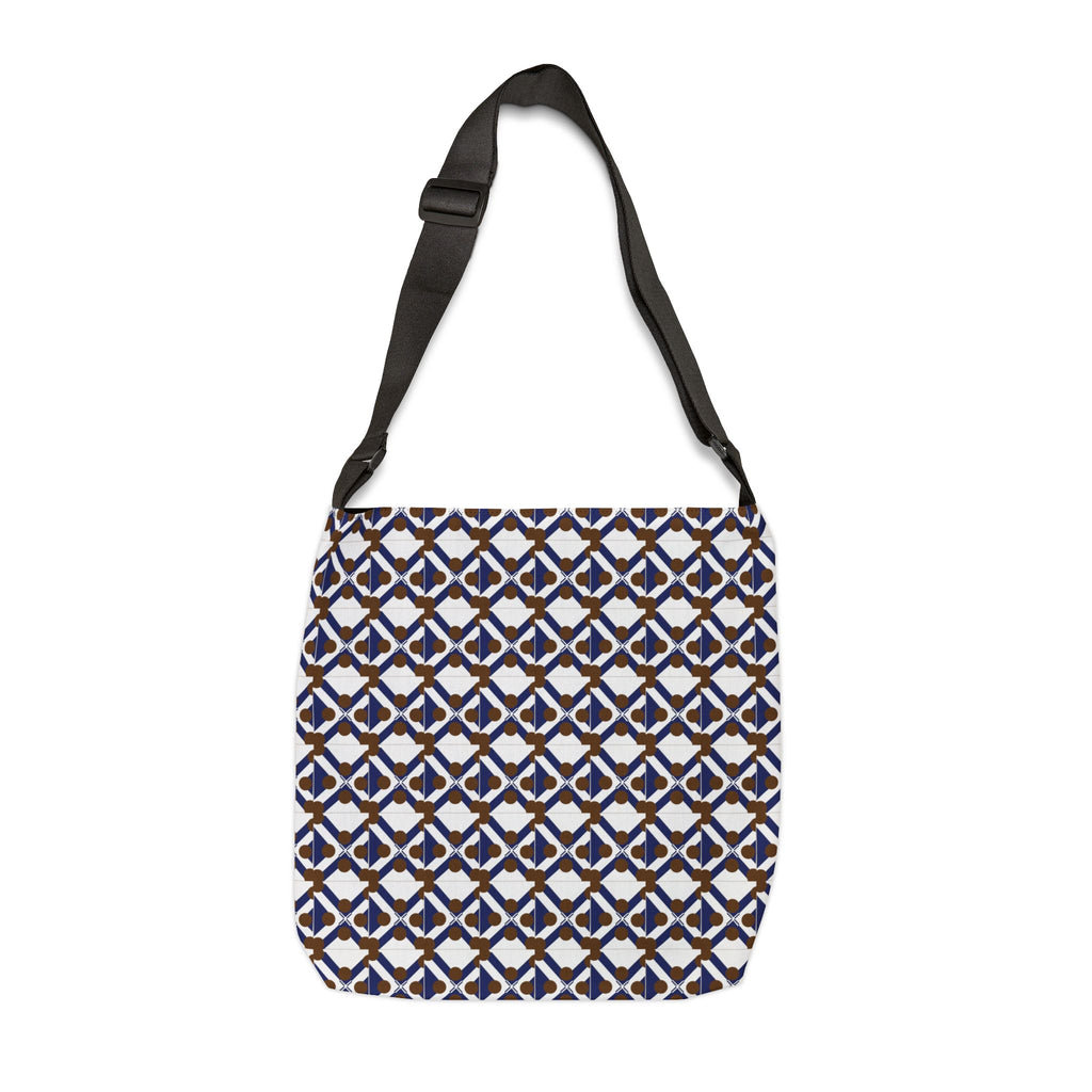 Adjustable Tote Bag — Navy & Gold Geometric Pattern Crossbody Tote