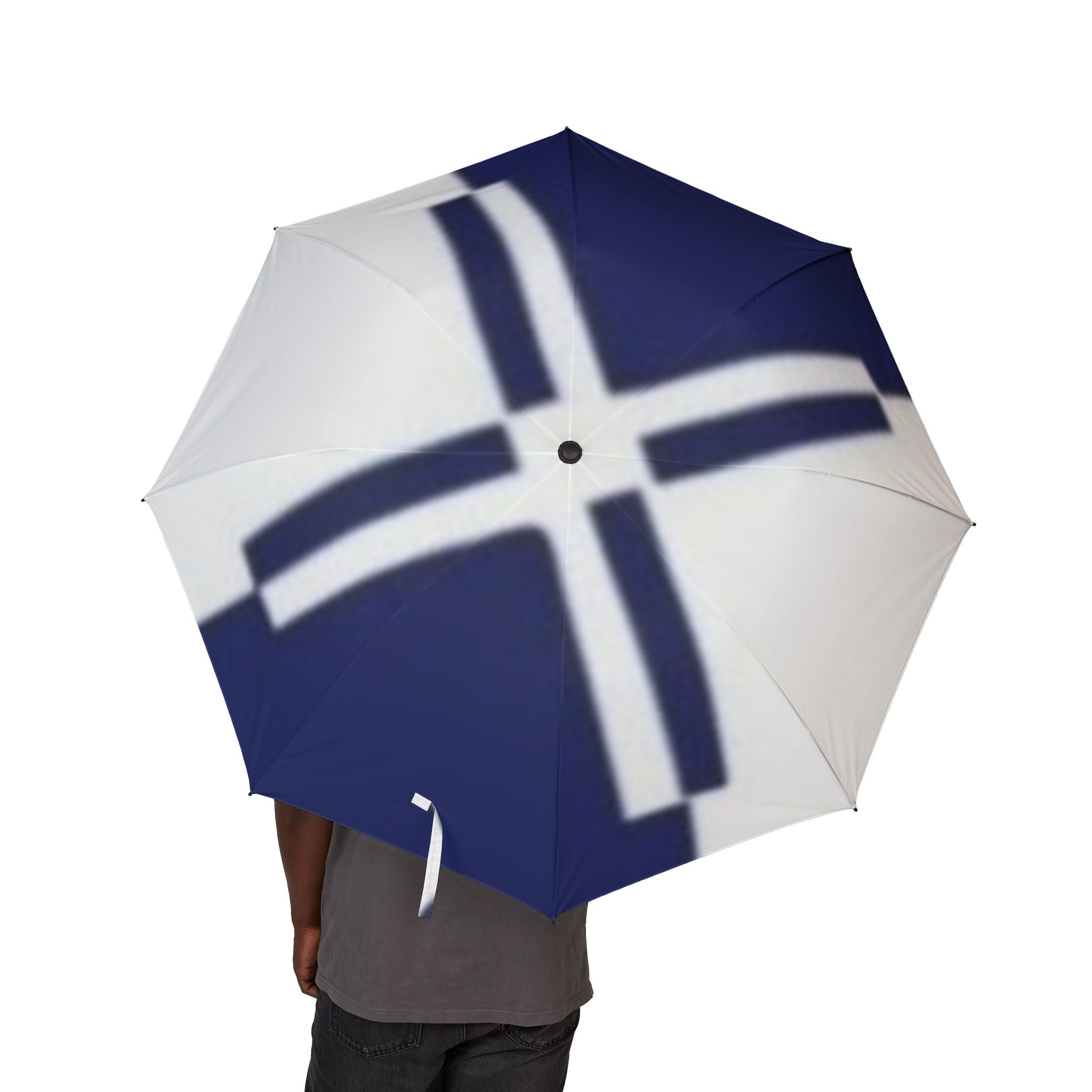 Foldable Umbrella with Blue Nordic Cross — Compact Rain Umbrella