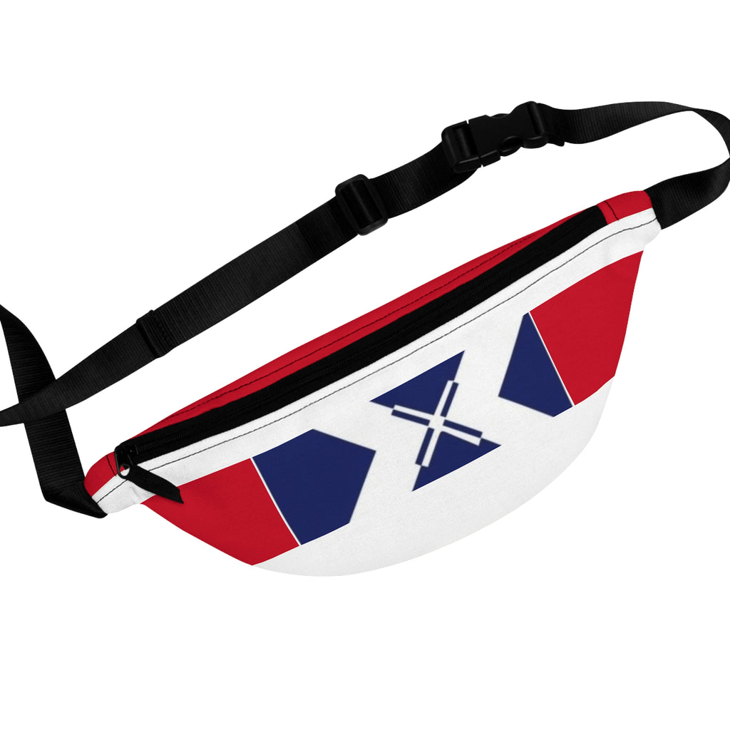 Red, White & Blue Geometric Fanny Pack — Nautical X Stripe Waist Bag